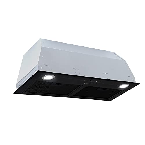 Klarstein Campana Extractora Empotrable l Bajo Consumo, 200W, Extracción 600m³/h, 72,5cm Ancho l Campanas Extractoras Cocina con Extracción de Humos Acero Inox, Extractor Cocina Silencioso, Negro