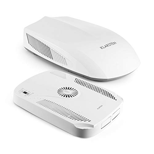 KLARSTEIN Klimamobil - Aire Acondicionado para caravanas, Refrigeración 2,5 kW, Calefacción 2,2 kW, 3 velocidades, 16 y 30°C, Oscilación, Temporizador, Lámpara integrada, Control Remoto, Blanco