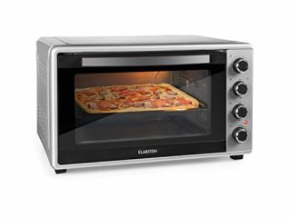 KLARSTEIN Masterchef 45 Mini Horno Electrico de sobremesa 45L, 2000W, 100-230°C, asador giratorio, función de circulación de aire, temporizador, puerta doble cristal, acero inoxidable, Plata