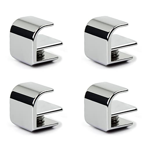 KLEHOPE 4 manijas de puerta de vidrio, abrazadera de vidrio no perforada está hecha de material de aleación de zinc, utilizado para muebles no porosos, vidrio, cajones, etc., como asas