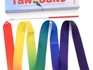 KLEINTOBER Cintas de Gimnasia rítmica Premium para niños I Cinta de Baile para Bailarinas Color Arco Iris, con Instrucciones para Divertidas Actividades y Entrenamiento I Óptimo Regalo para niña