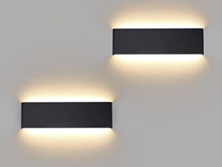 Klighten 2 Piezas Apliques Pared Interior 30cm 10W Blanco Cálido, Lamparas de Pared Aluminio Modernos de 110V-260V, Luces Pared Para Salon Dormitorio Sala Pasillo Escalera, IP20, 910 LM, Negro