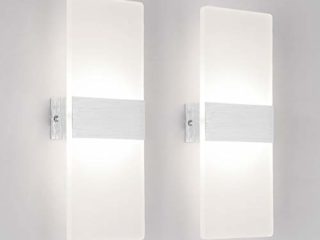 Klighten Lámpara de pared Interior 12W Moderna Apliques de Pared Blanco Natural 4000K perfecto para Salon Dormitorio Sala Pasillo Escalera(2 pack)