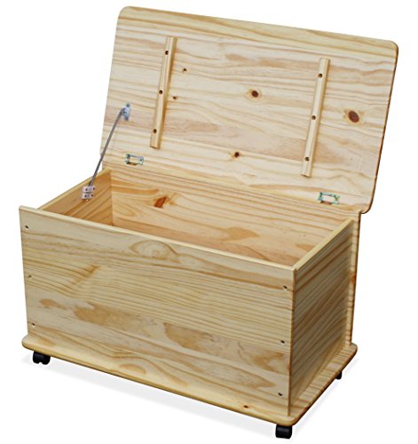 KMH® Baúl para Juguetes con Ruedas en Madera de Pino Maciza(#800068)