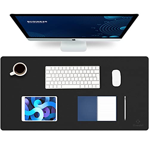 Knodel Alfombrilla de Escritorio, Tapete Escritoriode de Oficina, Alfombrilla de Escritorio Hecho de Cuero PU, Alfombrilla del Escritorio del Ordenador portátil, Doble Cara (40 x 80cm, Negro)