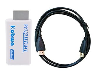 KOBWA Adaptador HDMI para Wii a HDMI (Wii2HDMI) 1080P, 720p Full HD TV Audio con Conector HDMI/3,5 mm Stereo Audio Blanco
