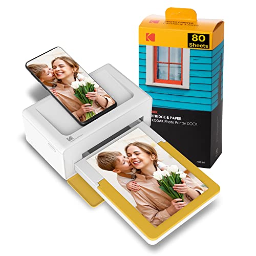 Kodak PD460 Dock Plus, Impresora Fotos movil 10X15Cm, con 90 Hojas para Fotos, Impresora Bluetooth, Cable USB-C Y Lightning, Impresora para Móvil Portátil Smartphone, iOS Y Android