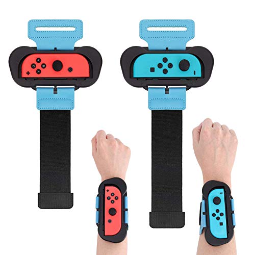 KONEE Muñequeras para Just Dance 2022/2021 / 2020/2019 Compatible con Nintendo Switch, 2 Piezas Correa de Muñeca Elástica Ajustable para Joy con Controller, Dos Tamaños para Adultos y Niños