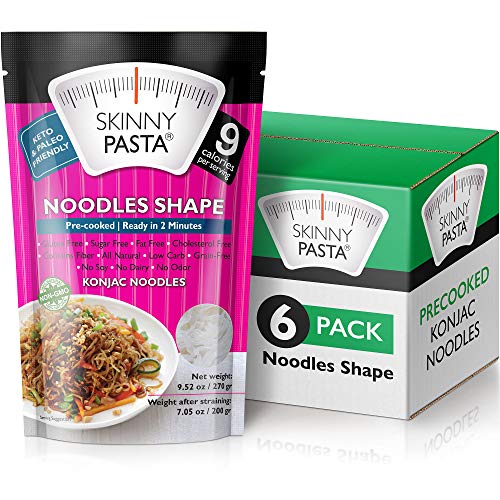 Konjac - noddles Skinny Pasta 270 gramos – Pasta Konjac Sin Olor (Noodles Shirataki) – Ideal Dietas Keto y Paleo – Sin Hidratos de Carbono – Comida Baja en Calorías (Noodles – Pack de 6)