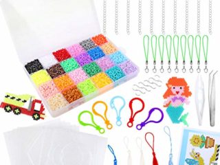 Konsait HOWAF 22000 2.6MM Mini Cuentas y Abalorios Plásticos Cuentas para Planchar de 24 Colores, Plantilla, con Accesorios para DIY Manualidad