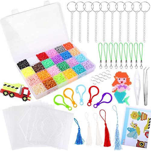 Konsait HOWAF 22000 2.6MM Mini Cuentas y Abalorios Plásticos Cuentas para Planchar de 24 Colores, Plantilla, con Accesorios para DIY Manualidad