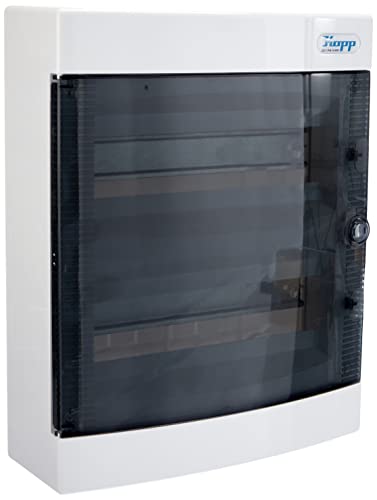 Kopp 350912048 - Cuadro de distribución de Superficie, con Puerta, 2 Filas, para 24 módulos, 1 Unidad, Color Gris/Negro