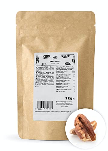 KoRo - Nuez de pecán troceada 1 kg - Perfecta para hornear - Precio conveniente debido a la calidad del troceado - Sabor suave - Sin piel - Crujiente en granolas y mueslis