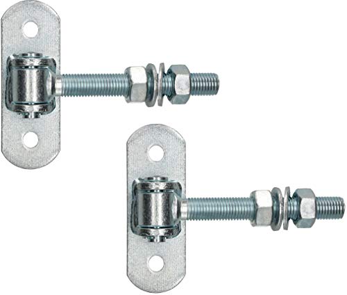 KOTARBAU® 2. Bisagras de puerta galvanizadas M 16 mm ajustables con chapa atornillada, bisagra de puerta ajustable con abrazadera de resorte, bisagras de puerta para colgar