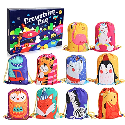 kramow 10Pack Bolsas de Cuerdas para Infantil,Mochila con Cordón Niños Bolsas Regalo Cumpleaños Deporte Gimnasio Backpack para Niños Niñas Fiesta de Cumpleaños Regalos