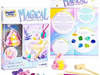 KreativeKraft Kit Manualidades Niños Para Crear Joyas, Incluye Cuentas Para Collares de Piedras Preciosas y Bomba de Baño de Unicornios Para Niñas, Regalos Para Niñas 7-12 años