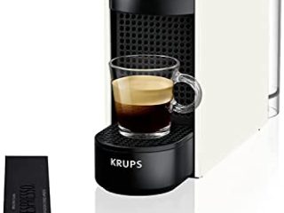 Krups Nespresso Essenza Mini XN1101 - Cafetera monodosis de cápsulas Nespresso, compacta, 19 bares, apagado automático, color blanco, 14 cápsulas interior