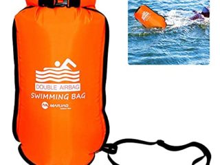 Ksnnrsng Boya De Natacion con Bolsa Seca Visibilidad y Seguridad al Nadar en el mar y en el Lago. (Naranja)