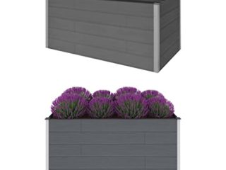 Kstyhome Arriate de WPC, Macetero Alto, Jardineras Exterior Balcon, Tiestos Grandes Exterior, Tiestos para Plantas, Maceta Rectangular, Gris 200x100x91 cm