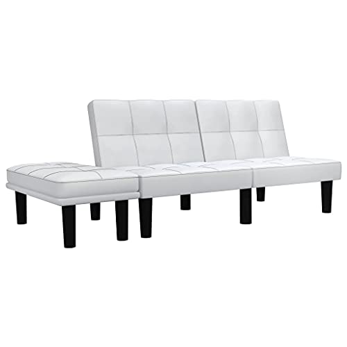 Kstyhome Sofá de 2 plazas, Sofas de Salon, Sofá Cama, Sofa Relax, Sofa Chaise Longue, Sofa Cama Chaise, Sofa Rinconera, de Cuero sintético Blanco