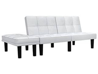 Kstyhome Sofá de 2 plazas, Sofas de Salon, Sofá Cama, Sofa Relax, Sofa Chaise Longue, Sofa Cama Chaise, Sofa Rinconera, de Cuero sintético Blanco