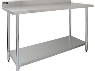 Kukoo -Mesa de Trabajo de Acero Inoxidable, Mesa de Cocina para gastronomía, Mesa de Acero Inoxidable con Estante Inferior Extra Grande Hostelería |152 cm, Capacidad de carga 250kg | 2 telas de microfibra