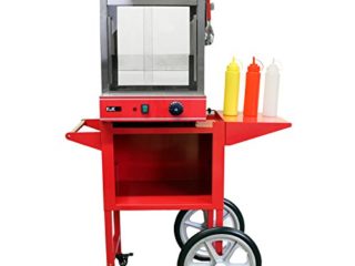KuKoo - Máquina Eléctrica de Vapor para Perritos Calientes de Acero Inoxidable con Carrito para Fiestas, Eventos, Festival, Fast-Food, Takeaway y Café