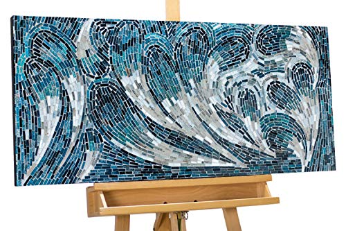Kunstloft® Cuadro de Mosaico 'Corriente Salvaje' 100x45x3,5cm Hecho a Mano