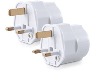 kwmobile 2 adaptadores de Viaje compactos para Inglaterra - Enchufe de Viaje Shuko EU a UK en Blanco