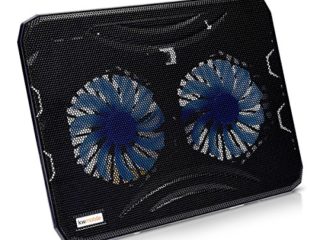 kwmobile Base de refrigeración para portátil - Ventilador con Puerto USB e iluminación LED - Cooling Pad para Laptop con 2 Ventiladores y Soporte