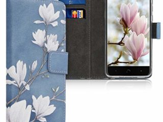 kwmobile Carcasa Compatible con bq Aquaris X/X Pro - Funda de Cuero sintético con Magnolias - Case con Tarjetero