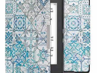 kwmobile Carcasa Compatible con Kobo Aura H2O Edition 1 - Funda para Libro electrónico con Solapa - Azulejos Cuadrados