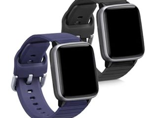 kwmobile Pulsera Compatible con Willful Fitnesstracker/Smartwatch - 2X Correa de TPU para Reloj Inteligente - Negro/Azul Oscuro