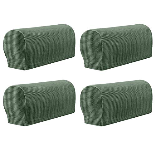 KYJSW 4 Pcs Funda para Reposabrazos De Sofá De Tartán, Elásticas Universales, Fundas De Apoyabrazos, Sillón Funda Protectora (Ejercito Verde)