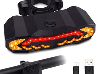 KYYKA Faro Trasero de Bicicleta Alarma de Bicicleta con Mando a Distancia con bocina Señal de Giro 110db más Fuerte Antirrobo Luz Trasera de Bicicleta Recargable por USB