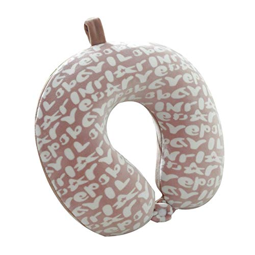 La Almohada de Viaje de Espuma viscoelástica en Forma de U se Puede Lavar-Rosa