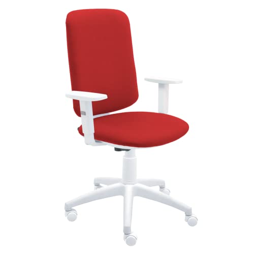La Silla de Claudia- Silla de Escritorio Blanca ergonómica con reposabrazos Eve. Silla giratoria ergonómica de Altura y Respaldo Ajustable. Silla de Estudio y Ordenador (Rojo, Sin Brazos)