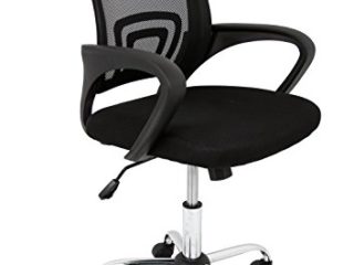 La Silla Española Ribadeo Silla de Oficina sin Reposacabezas, Poliéster y Rejilla, Negro, 61x58x89 cm