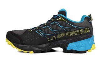 La Sportiva Akyra, Zapatillas de Trail Running Hombre, Multicolor (Carbon/Tropic Blue 000), 41 EU