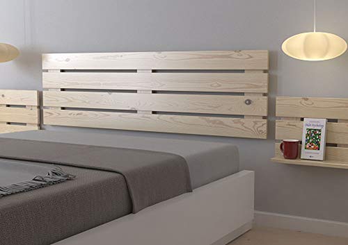 LA WEB DEL COLCHON - Cabecero de Madera Rústico Lombardía para Cama de 150 (160 x 50 cms) Barnizado Natural | Cabeceros Madera | Dormitorio Matrimonio | Cabezal Cama |Estilo nórdico