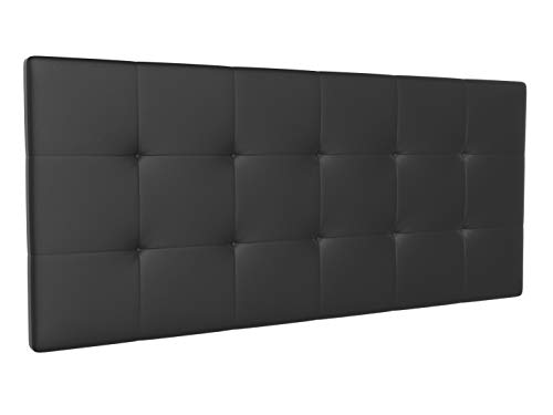 LA WEB DEL COLCHON - Cabecero tapizado Corfú para Cama de 90 (100 x 70 cms) Negro | Cama Juvenil | Cama Matrimonio | Cabezal Cama |