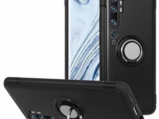 Labanema Funda para Mi Note 10, 360 Rotating Ring Grip Stand Holder Capa TPU + PC Shockproof Anti-rasguños teléfono Caso protección Cáscara Cover para Xiaomi Mi Note 10 Pro/Note 10/ CC9 Pro - Negro