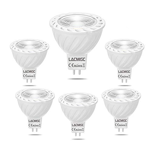Lacmisc Bombilla LED, Bombilla LED MR16 7W GU5.3 Luz LED 12V MR16 560lm 6000K Blanco cálido 50W MR16 Luz halógena equivalente (6 PAQUETAS)(Blanco Frío 6000Kk)