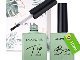 LACOMCHIR Base y Top Coat Semipermanente- 15ML x 2Pcs Esmaltes Permanentes Para Uñas Set, Brille y Más Duradero ( Necesidad de Una Lámpara LED/UV)