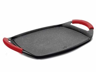 Lacor - 25547 - Plancha de Asar, Grill Eco Piedra - Compatibilidad: todo tipo de cocinas, Apta para inducción y horno, Recubrimiento antiadherente, Ecológica y libre de PFOA, 2 x 27 x 37 cm