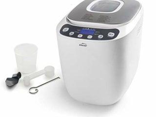 Lacor 69334 - Panificadora automática, mezcla, amasa, fermenta y hornea, libre de PFOA, 12 programas y especial sin Gluten, Pantalla LCD, incluye recetario, 550W, Blanco