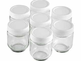 Lacor Vasos yogurtera 7 Unidades, Tarro Cristal Transparente con Tapa Blanca Rosca para Yogurt, Capacidad 190ml.LibreBPA