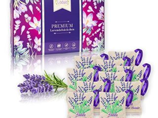 LADULA 10 saquitos de lavanda con flores de lavanda – Antipolillas natural contra polillas – Sacos perfumados para armario – Fragancia de larga duración – Pequeños cojines de lavanda para dormir