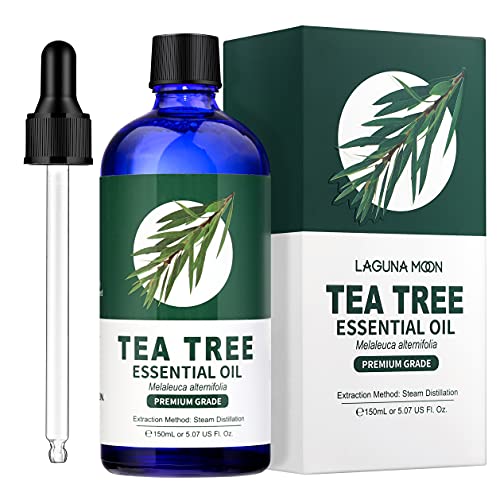 Lagunamoon Aceites Esenciales, Aceites de Aromaterapia de Árbol de Té, Aceites Esenciales para Humidificadores 100% Puros, 150ml con Cuentagotas