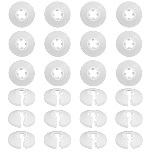 LAITER 24pcs Radiador Plástico para tuberías Cubierta de roseta Fundas de Tubería de Cubierta de Radiador Embellecedor Tubería Collar de Tubería de Cubierta Decorativa 16mm calefacción Tubo rosetones